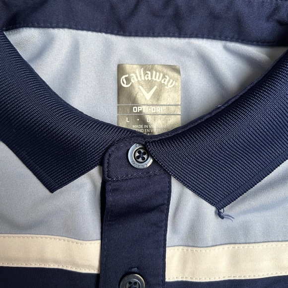 Callaway Opti Dri Golf Shirt Size Large Navy Blue / Baby Blue - Picture 2 of 2